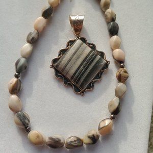 JAY KING DTR 925 Sterling Necklace & Pendant Zebra Jasper Pendant Gray Jasper,